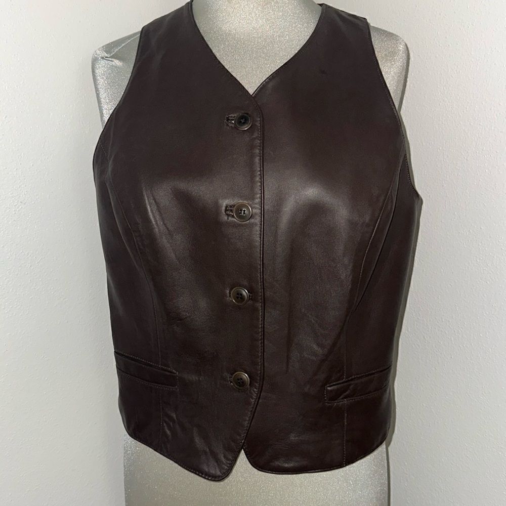 Lillie Rubin Gruppo Americano made in USA brown leather vest small s
